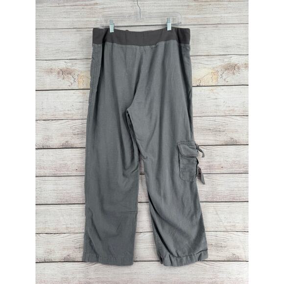 Soft Surroundings Linen Blend Cargo Lounge Pants Womens Large Gray Elastic Waist - Picture 2 of 11